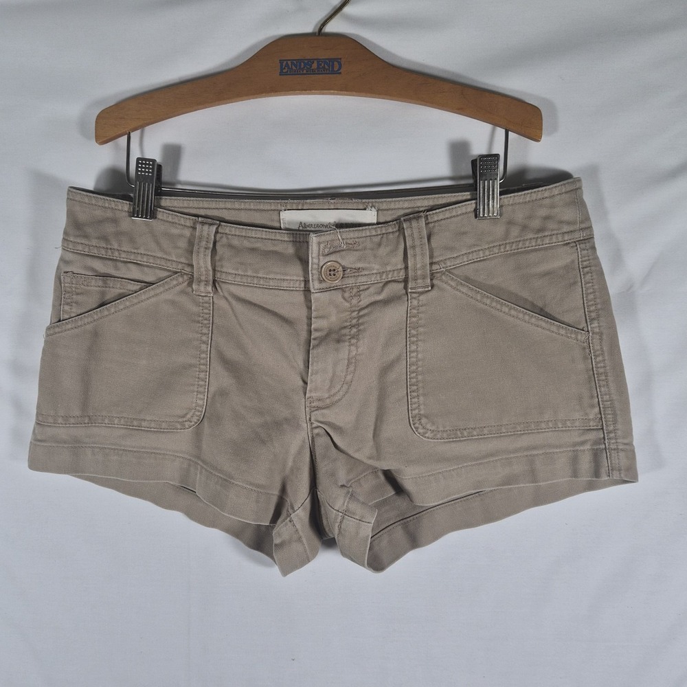 Y2K 2000s Abercrombie & Fitch Womens Size 6 Khaki Cargo Utility Shorts Low Rise